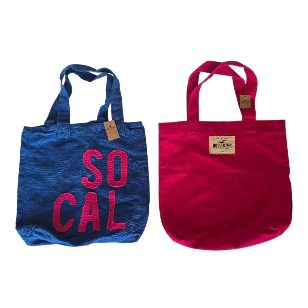 2pk HOLLISTER CANVAS Tote BAG SOCAL Y2K VINTAGE BOOK bag authentic new with tag